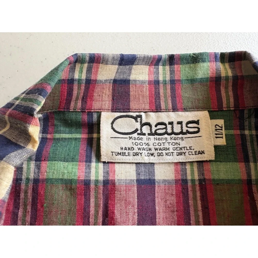 Vintage Chaus Plaid Blazer Jacket Womens Small Multicolor Preppy
